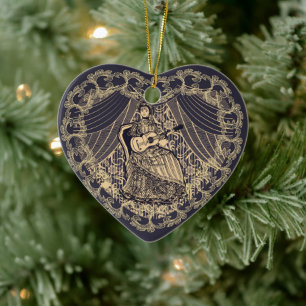 Ornamento De Cerâmica Senhora com guitarra