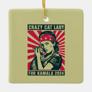 Ornamento De Cerâmica Senhora Doida por Gatos pela Kamala 2024