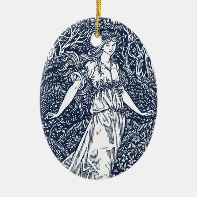 Ornamento De Cerâmica senhora no Woods (Frente)