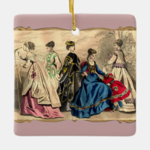 Ornamento De Cerâmica Senhoras Vitorianas Fashionáveis
