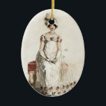 Ornamento De Cerâmica "Senhorita Bennet"<br><div class="desc">Esta placa de forma bonita do vintage que eu restaurei lovingly evoca a essência dos trabalhos de Jane Austen autor inglês quintessencial. ©WickedlyLovely</div>