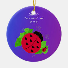 Ornamento De Cerâmica Senhorita Joaninha Natal do Bebê 1º Ano