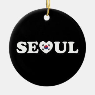 Ornamento De Cerâmica Seoul Love Heart Taegeukgi Flag