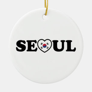 Ornamento De Cerâmica Seoul Love Heart Taegeukgi Flag