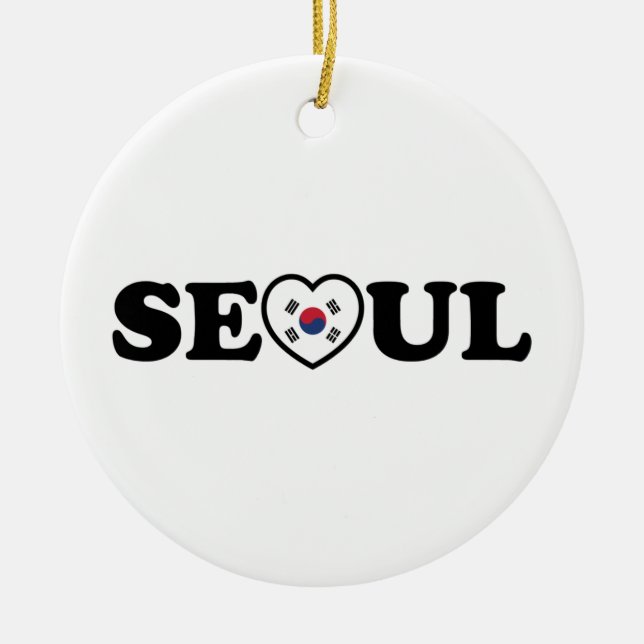 Ornamento De Cerâmica Seoul Love Heart Taegeukgi Flag (Frente)