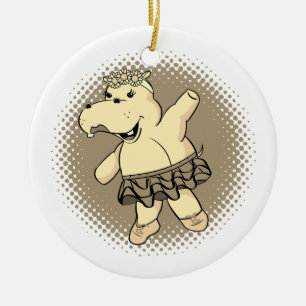 Ornamento De Cerâmica Sepia Ballerina Hippo Com Tutu