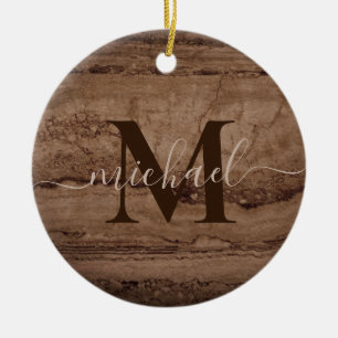 Ornamento De Cerâmica Sepia castanho-preto castanho-bravo-granito