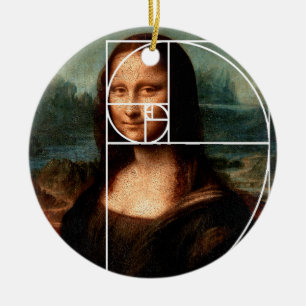 Ornamento De Cerâmica Sequência Fibonacci Leonardo da Vinci Mona Lisa