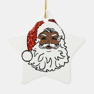 Ornamento De Cerâmica sequências de Papai Noel preto
