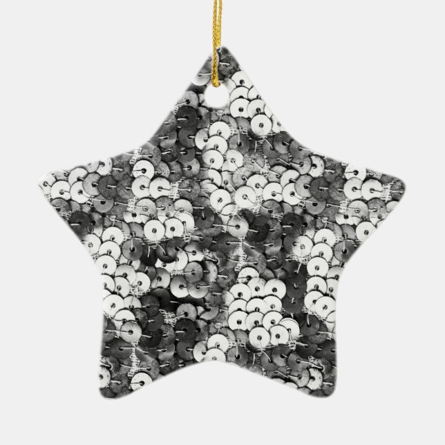 Ornamento De Cerâmica Sequências prateadas (Frente)