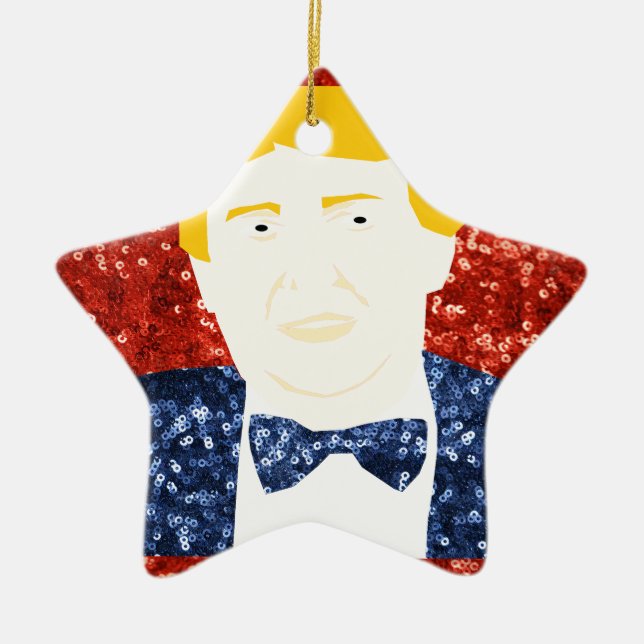 Ornamento De Cerâmica sequin donald trump (Frente)