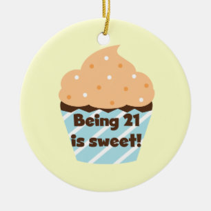 Ornamento De Cerâmica Ser 21 é t-shirt e presentes doces do aniversári