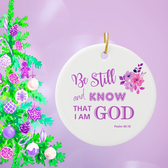 Ornamento De Cerâmica Ser Cristão, Citando Púrpura, Rosa, Floral (Criador carregado)