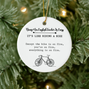 Ornamento De Cerâmica Ser Professor é Fácil É Como Andar de Bicicleta