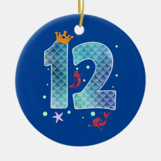 Ornamento De Cerâmica Sereia Aniversário de 12 anos Menina de 12 anos 12
