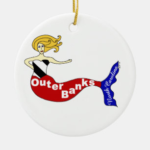 Ornamento De Cerâmica Sereia dos bancos exteriores, North Carolina