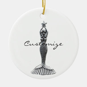 Ornamento De Cerâmica Sereia Segurando Star Thunder_Cove