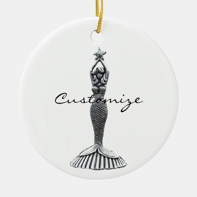 Ornamento De Cerâmica Sereia Segurando Star Thunder_Cove (Frente)