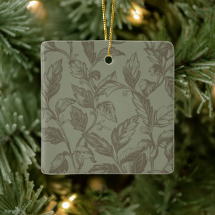 Ornamento De Cerâmica Serene Sage Green Folheto Informativo Botânico N