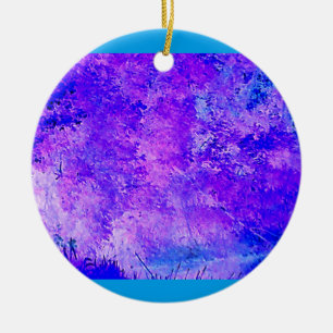 Ornamento De Cerâmica Serenidade Violeta Azul
