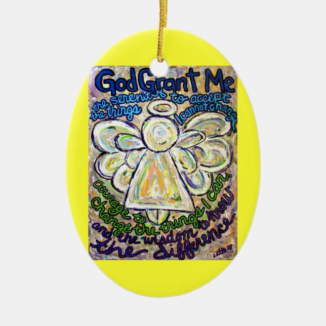 Ornamento De Cerâmica Serenity Prayer Angel Painting Ornament Pendente (Frente)