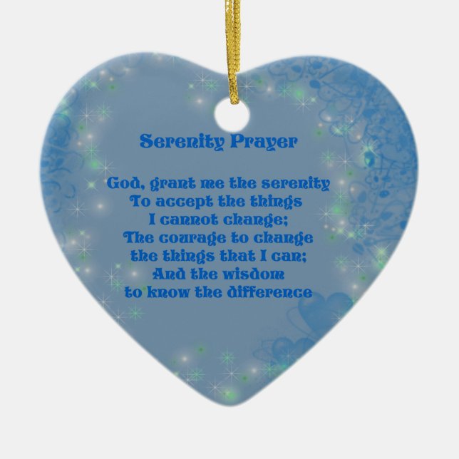 Ornamento De Cerâmica Serenity Prayer Blue Hearts Inspiration (Frente)
