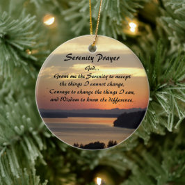 Ornamento De Cerâmica Serenity Prayer Orange Seascape Foto Sunset