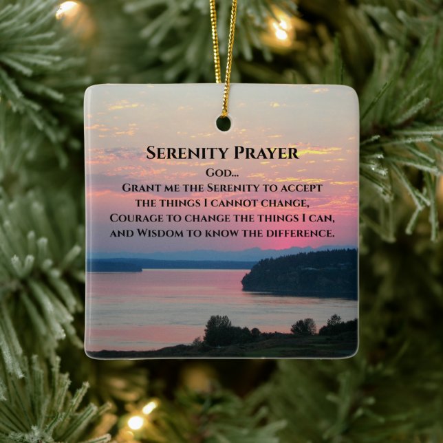 Ornamento De Cerâmica Serenity Prayer Pink Seascape Sunset (Árvore)
