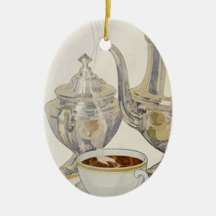 Ornamento De Cerâmica Serviço de café de prata do vintage