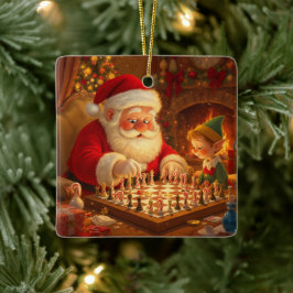 Ornamento De Cerâmica Sessão de Estratégia Personalizada do Papai Noel