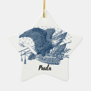 Ornamento De Cerâmica Setas de Bandeira Vintage Patriotic Screaming Eagl