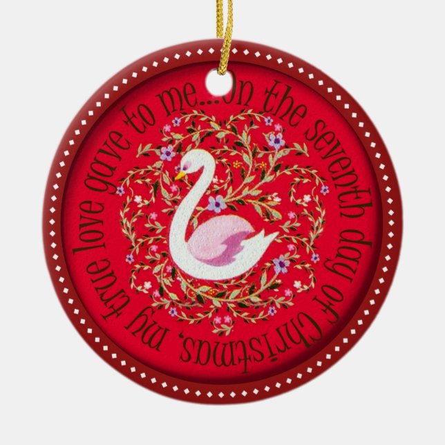 Ornamento De Cerâmica Sete cisnes que aswimming (Frente)