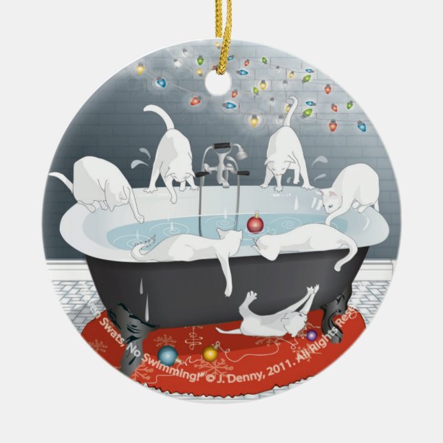 Ornamento De Cerâmica Sete golpeiam, nenhuma natação! (Frente)