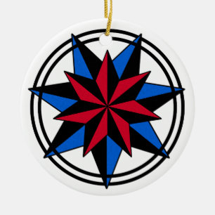 Ornamento De Cerâmica Sete Gravações Apontadas