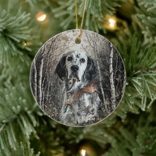 Ornamento De Cerâmica Setter Inglês