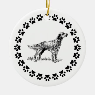 Ornamento De Cerâmica Setter inglês com Pawprints