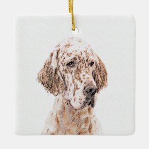 Ornamento De Cerâmica Setter Inglês Laranja Belton - Pintura de Cão