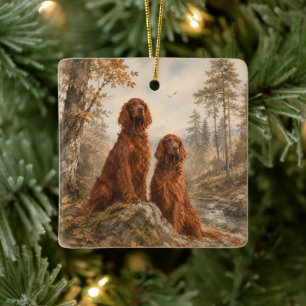 Ornamento De Cerâmica Setter Irlandês