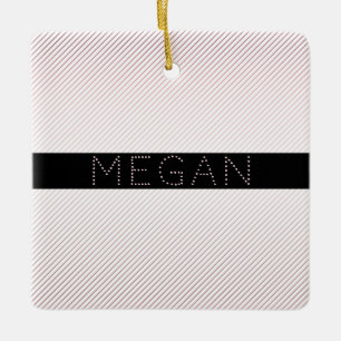 Ornamento De Cerâmica Seu nome   Estrias de ouro de Rosa branco fino e s