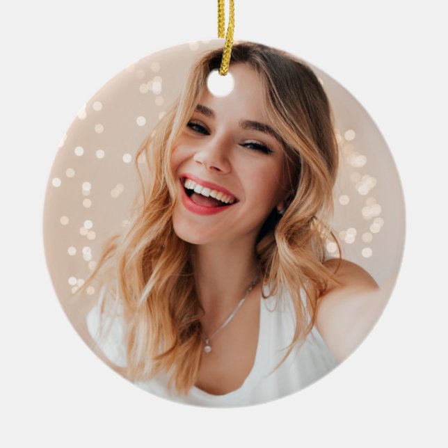 Ornamento De Cerâmica Seu rosto no aniversário (Frente)