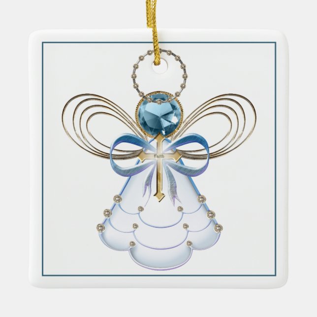 Ornamento De Cerâmica Seu texto: Anjo de Natal da Fé (Frente)