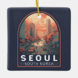 Ornamento De Cerâmica Seul Coreia do Sul Ilustração Crachá de Art Vintag<br><div class="desc">Design de ilustração Seul com estilo de arte manga. Seul,  capital da Coreia do Sul,  é uma enorme metrópole onde arranha-céus modernos,  metrô de alta tecnologia e cultura de pop encontram templos budistas,  palácios e mercados de rua.</div>