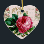 Ornamento De Cerâmica SHABBYCHIC Inglês Rosa vintage rosa<br><div class="desc">Adorável shabbychic vintage rosa decoupage style design por LeahG. Tipografia francesa, estilo Paris modaUma surpreendente design no estilo de desacoplamento shabbychic de LeahG, com dois amantes parisienses, um casal antigo estilo vintage. Rosa romântica, flores, flores, flores, homem, mulher, árvore. Adoráveis acessórios, presentes e objetos decorativos para sua casa. Acessórios temáticos...</div>