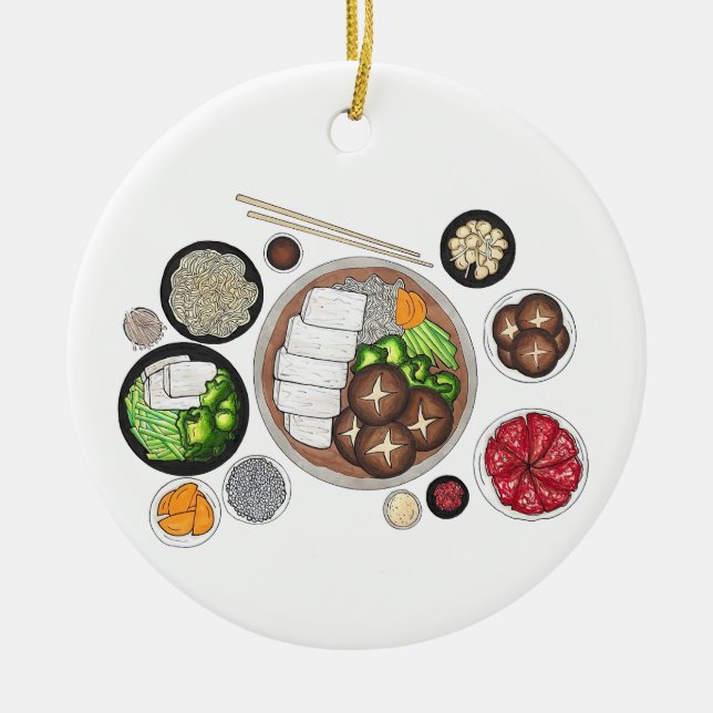 Ornamento De Cerâmica Shabu-Shabu Japão - Comida japonesa Hotpot (Frente)