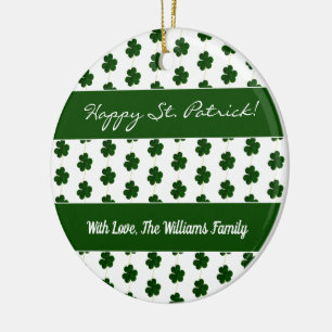 Ornamento De Cerâmica Shamrock Clovers Patterin Happy Rua.