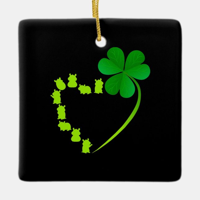 Ornamento De Cerâmica Shamrock Hearse Horse Clover (Frente)