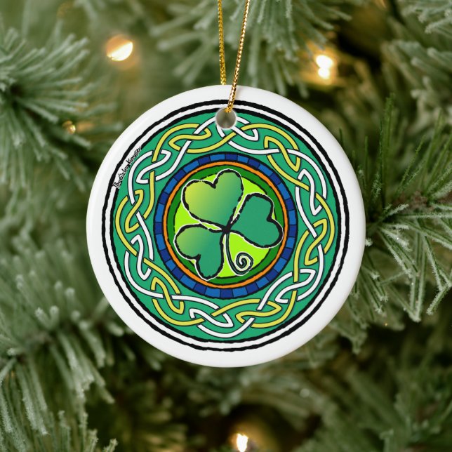 Ornamento De Cerâmica Shamrock irlandês (Árvore)