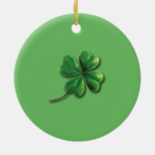 Ornamento De Cerâmica Shamrock Irlandês Verde Moderno