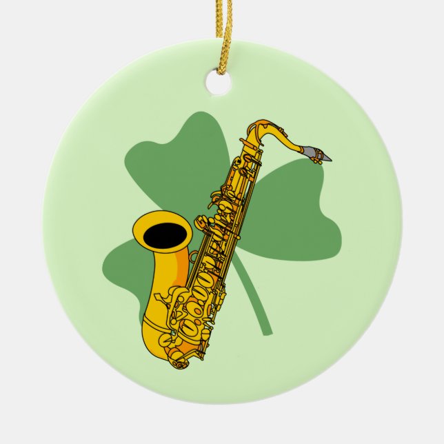 Ornamento De Cerâmica Shamrock Saxofone (Frente)