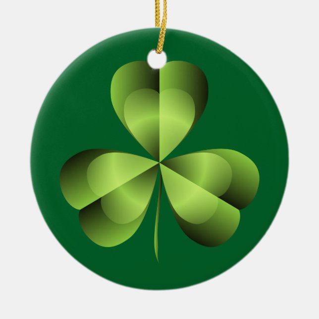 Ornamento De Cerâmica Shamrock Three Leaf Clover Graphic (Frente)